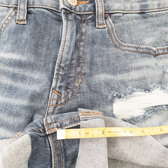 Express Stretch Performance Distressed Denim Shortie Relaxed Low Rise SZ 4 - Picture 4 of 8